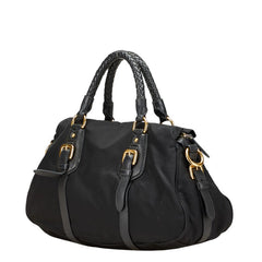 プラダ 三角ロゴプレート ハンドバッグ ショルダーバッグ 2WAY ブラック ナイロン レザー レディース PRADA 【中古】