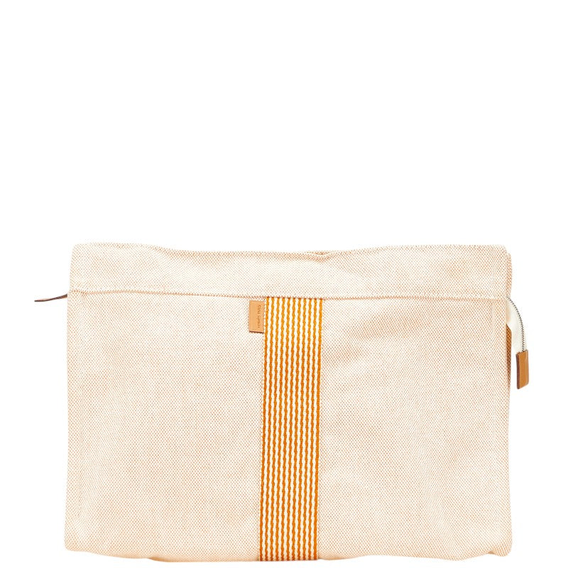 エルメス フールトゥ クラッチバッグ セカンドバッグ オレンジ ブラウン キャンバス レディース HERMES 【中古】