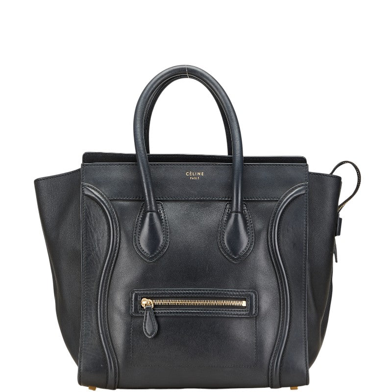 セリーヌ ラゲージ ミニショッパー ハンドバッグ ブラック レザー レディース CELINE 【中古】