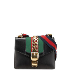 グッチ シェリーライン シルヴィ ミニ ショルダーバッグ 431666 ブラック マルチカラー レザー レディース GUCCI 【中古】