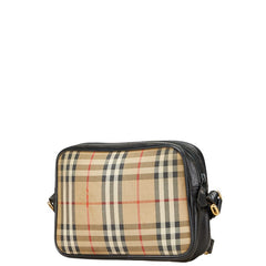 バーバリー ノバチェック シャドーホース ショルダーバッグ ベージュ ブラック キャンバス レザー レディース BURBERRY 【中古】