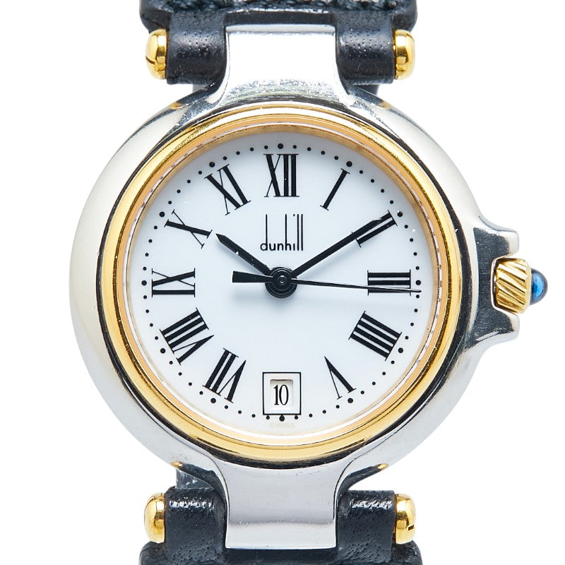 ダンヒル ミレニアム 腕時計 クオーツ ホワイト文字盤 ステンレススチール レザー レディース Dunhill 【中古】