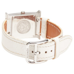 エルメス Hウォッチ ミニ 21mm 腕時計 HH1.210 クオーツ ホワイト文字盤 ステンレススチール レザー レディース HERMES 【中古】