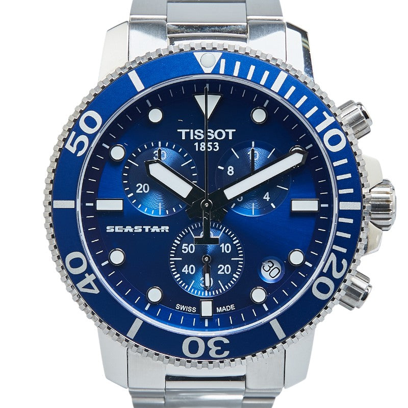 ティソ シースター1000 腕時計 T120417A クオーツ ブルー文字盤 ステンレススチール メンズ TISSOT 【中古】
