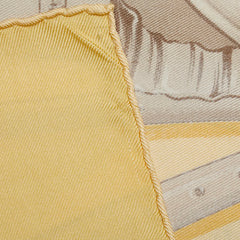 ディオール 楽器 モチーフ スカーフ イエロー ブラウン シルク レディース Dior 【中古】