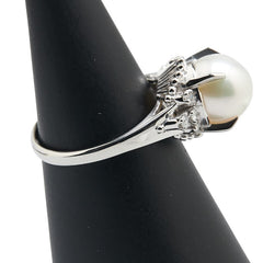 Pt900 プラチナ アコヤパール9.2mm ダイヤ0.15ct リング 指輪 レディース 13号 【中古】
