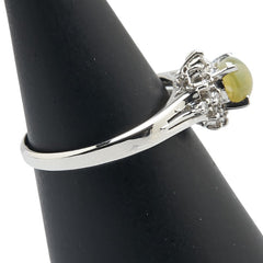 Pt900 プラチナ キャッツアイ0.75ct ダイヤ0.14ct リング 指輪 レディース 11.5号 【中古】