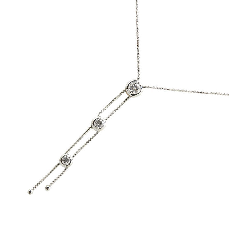タサキ K18WG ホワイトゴールド ダイヤ0.57ct 3P ネックレス レディース TASAKI 【中古】