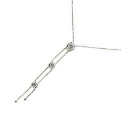 タサキ K18WG ホワイトゴールド ダイヤ0.57ct 3P ネックレス レディース TASAKI 【中古】