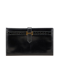 エルメス ベアン 長財布 ブラック ボックスカーフ レディース HERMES 【中古】