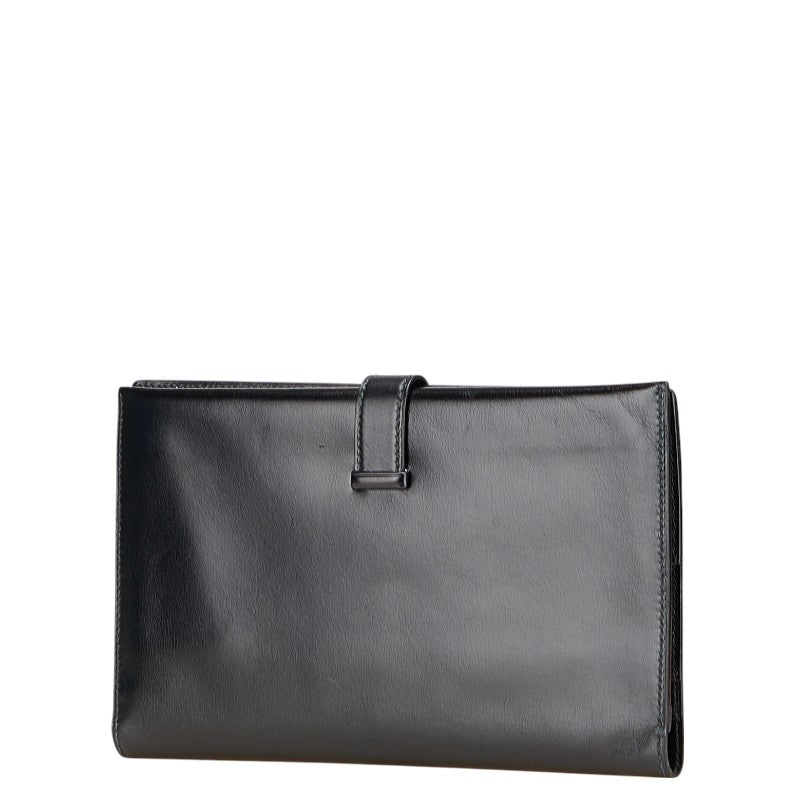 エルメス ベアン 長財布 ブラック ボックスカーフ レディース HERMES 【中古】