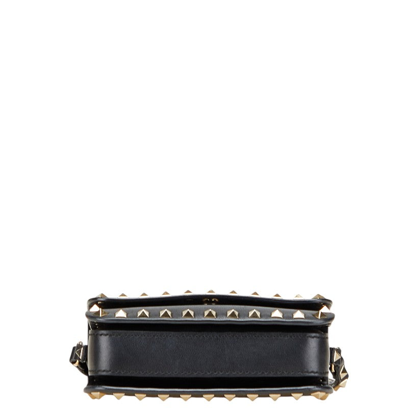 ヴァレンティノ ロックスタッズ ショルダーバッグ ブラック レザー レディース VALENTINO 【中古】