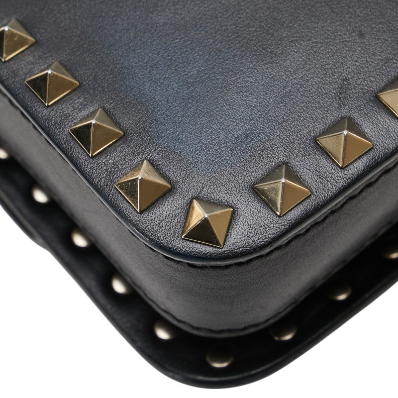ヴァレンティノ ロックスタッズ ショルダーバッグ ブラック レザー レディース VALENTINO 【中古】