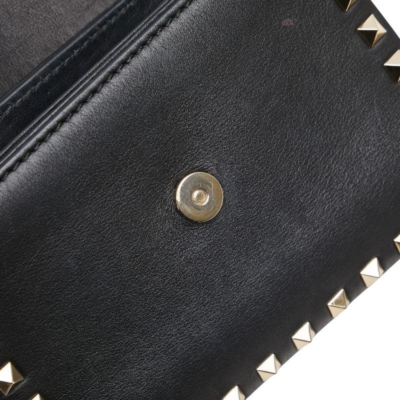 ヴァレンティノ ロックスタッズ ショルダーバッグ ブラック レザー レディース VALENTINO 【中古】