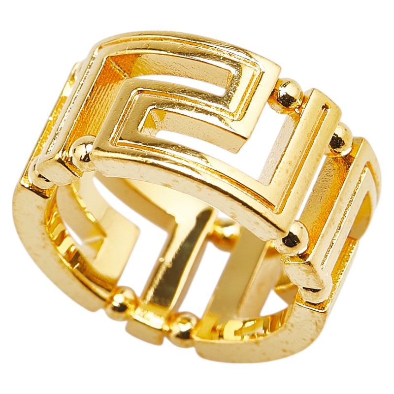 ヴェルサーチェ グレカ リング 指輪 #11 ゴールド メッキ レディース VERSACE 【中古】