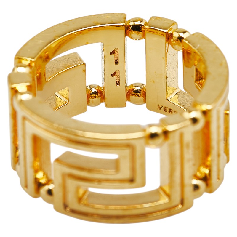 ヴェルサーチェ グレカ リング 指輪 #11 ゴールド メッキ レディース VERSACE 【中古】