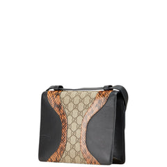 グッチ GGスプリーム パイソン タイガーヘッド ショルダーバッグ 497995 ブラック ブラウン レザー PVC レディース GUCCI 【中古】
