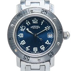 エルメス クリッパー ダイバー デイト 腕時計 CL5.210 クオーツ ネイビー文字盤 ステンレススチール レディース HERMES 【中古】