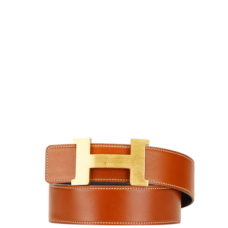 エルメス コンスタンスH ベルト 95 ブラウン ブラック ボックスカーフ メンズ HERMES 【中古】