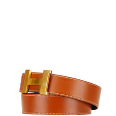 エルメス コンスタンスH ベルト 95 ブラウン ブラック ボックスカーフ メンズ HERMES 【中古】
