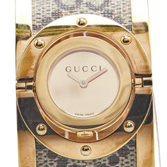 グッチ GGブルームス 腕時計 バングルウォッチ クオーツ ゴールド文字盤 ステンレススチール PVC レディース GUCCI 【中古】