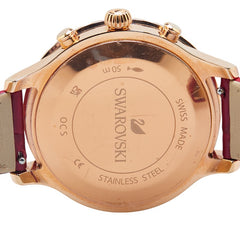 スワロフスキー オクティア ルクス クロノ 腕時計 クオーツ レッド文字盤 レザー ローズゴールドトーン レディース SWAROVSKI 【中古】