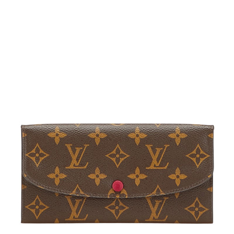 ルイ ヴィトン モノグラム ポルトフォイユ― エミリー 長財布 M60697 ブラウン ピンク PVC レザー レディース LOUIS VUITTON 【中古】