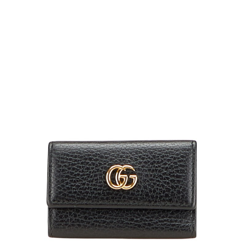 グッチ GGマーモント 6連 キーケース 456118 ブラック レザー レディース GUCCI 中古