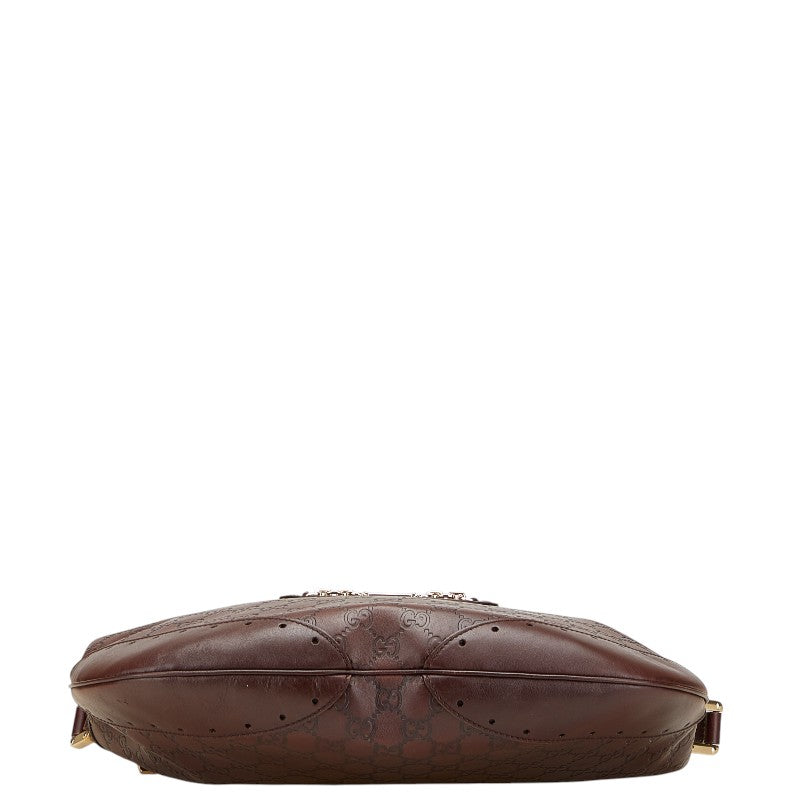 グッチ グッチシマ 斜め掛け ショルダーバッグ 145991 ブラウン レザー レディース GUCCI 【中古】