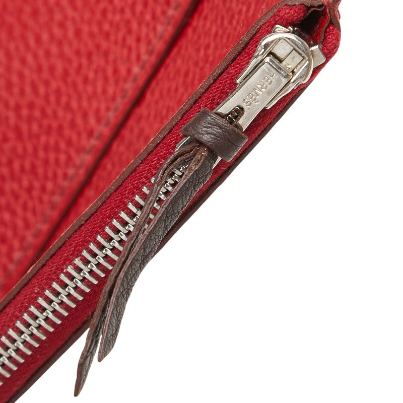 エルメス ドゴンGM ドゴンデュオ バイカラー 二つ折り財布 ショコラ ヴァーミリオン トゴ レディース HERMES 【中古】