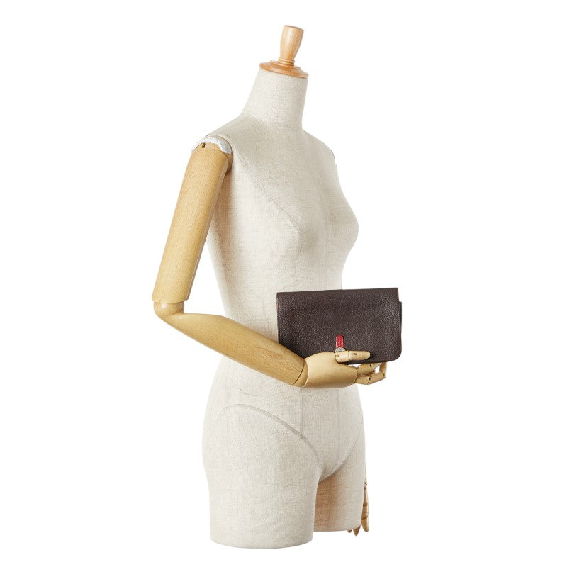 エルメス ドゴンGM ドゴンデュオ バイカラー 二つ折り財布 ショコラ ヴァーミリオン トゴ レディース HERMES 【中古】