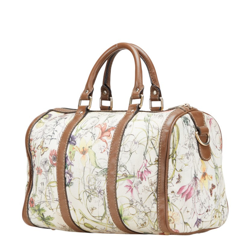グッチ フローラ ハンドバッグ ミニボストンバッグ 247205 ベージュ ブラウン マルチカラー キャンバス レザー レディース GUCCI 【中古】