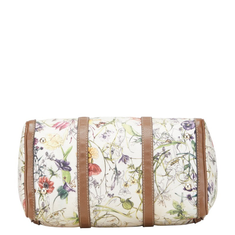 グッチ フローラ ハンドバッグ ミニボストンバッグ 247205 ベージュ ブラウン マルチカラー キャンバス レザー レディース GUCCI 【中古】
