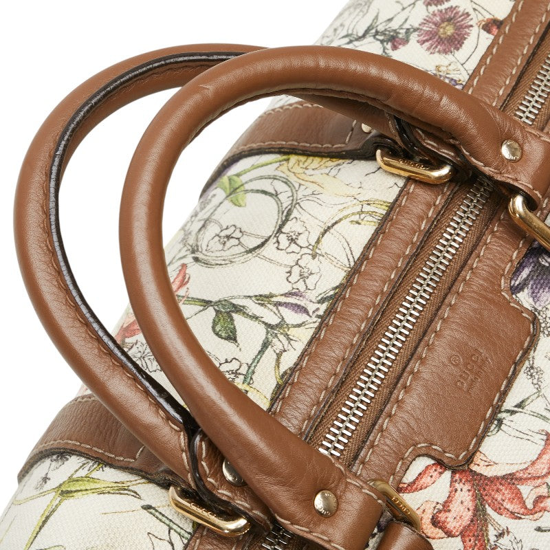 グッチ フローラ ハンドバッグ ミニボストンバッグ 247205 ベージュ ブラウン マルチカラー キャンバス レザー レディース GUCCI 【中古】