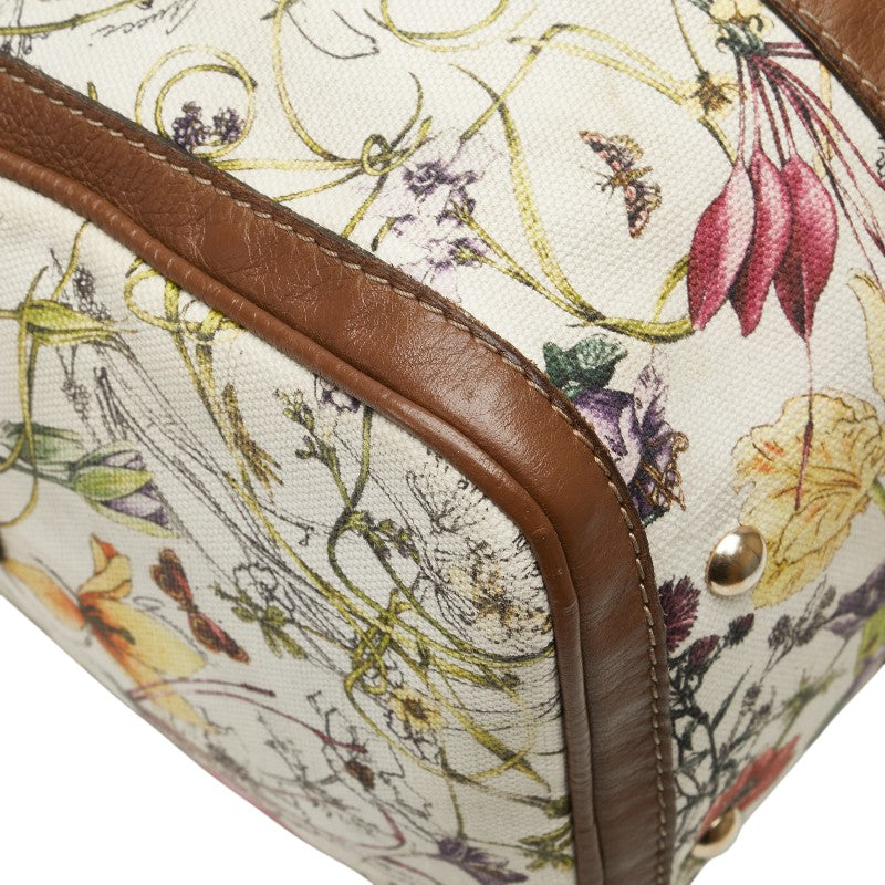 グッチ フローラ ハンドバッグ ミニボストンバッグ 247205 ベージュ ブラウン マルチカラー キャンバス レザー レディース GUCCI 【中古】