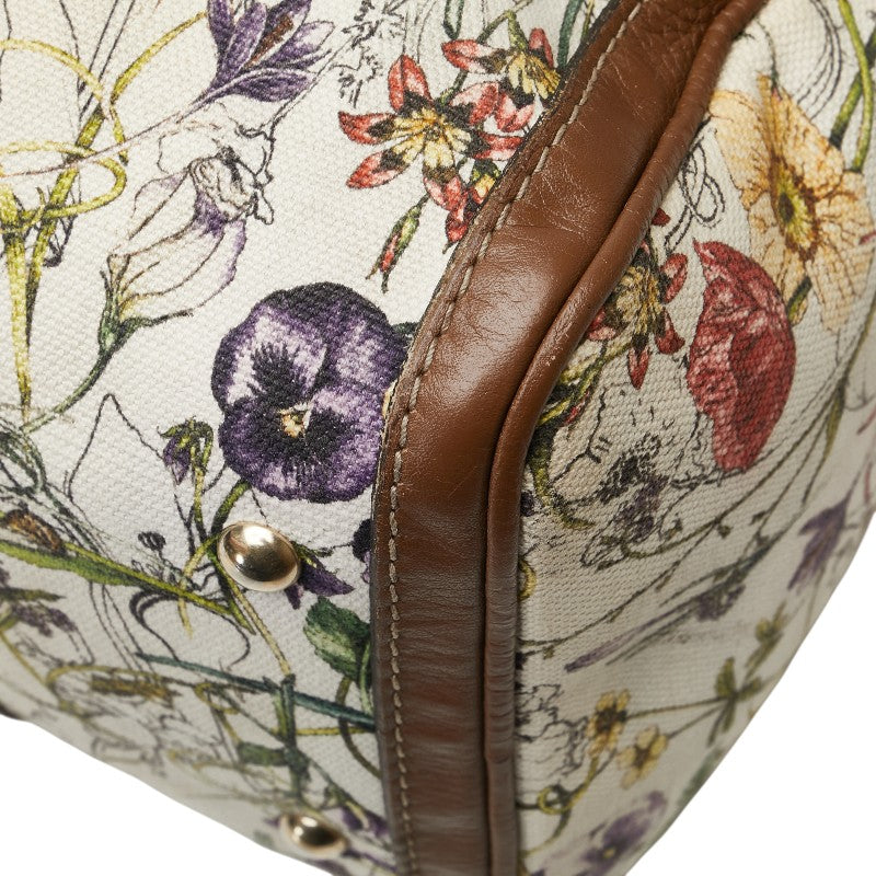グッチ フローラ ハンドバッグ ミニボストンバッグ 247205 ベージュ ブラウン マルチカラー キャンバス レザー レディース GUCCI 【中古】