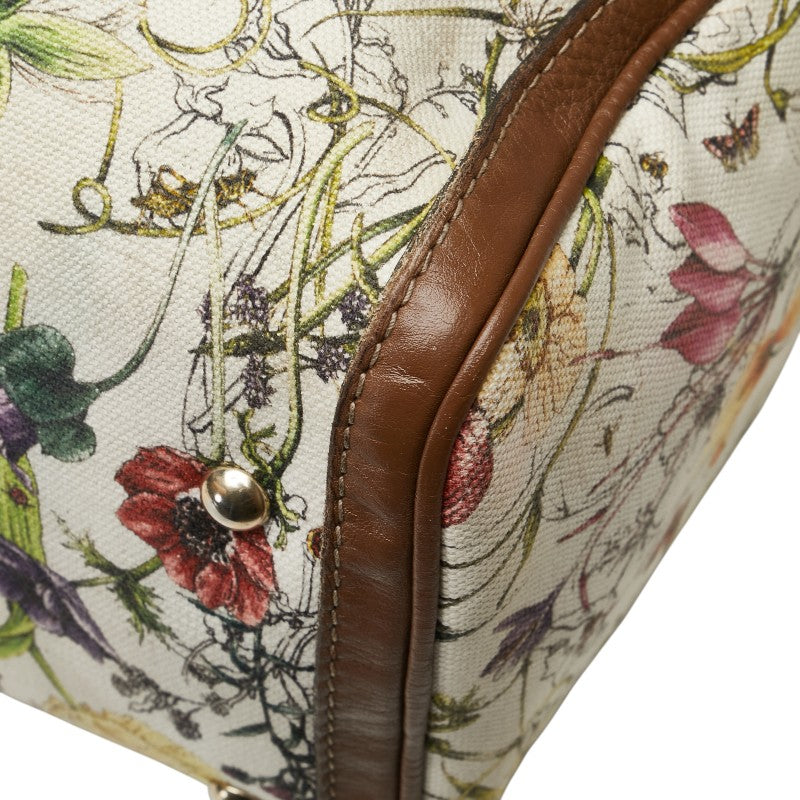 グッチ フローラ ハンドバッグ ミニボストンバッグ 247205 ベージュ ブラウン マルチカラー キャンバス レザー レディース GUCCI 【中古】
