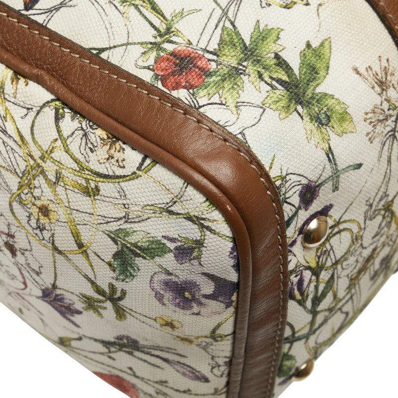 グッチ フローラ ハンドバッグ ミニボストンバッグ 247205 ベージュ ブラウン マルチカラー キャンバス レザー レディース GUCCI 【中古】