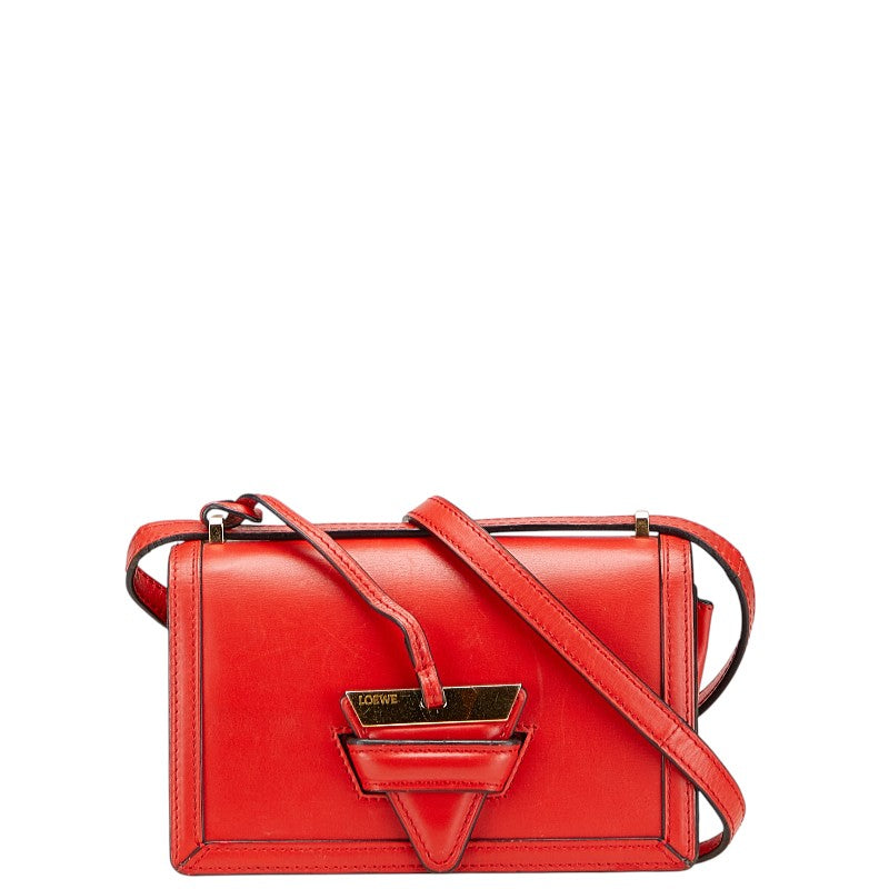 ロエベ バルセロナ 斜め掛け ショルダーバッグ レッド レザー レディース LOEWE 【中古】