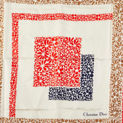 ディオール フラワー 花 モチーフ スカーフ アイボリー マルチカラー シルク レディース Dior 【中古】