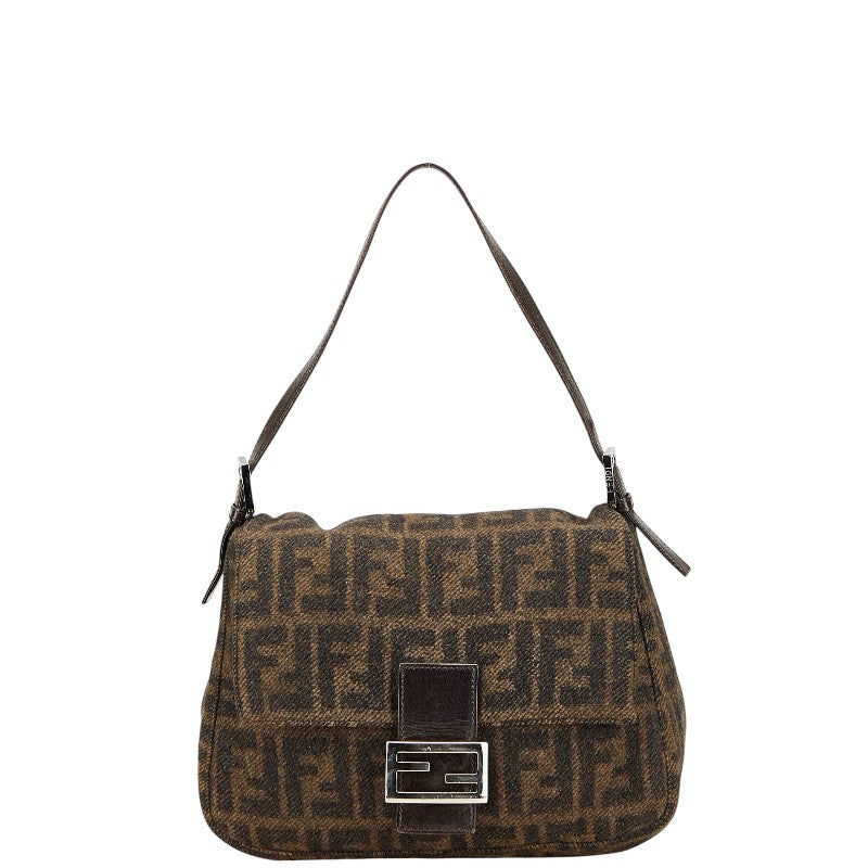 フェンディ ズッカ マンマバケット ハンドバッグ ショルダーバッグ 26325 ブラウン ウール レザー レディース FENDI 【中古】