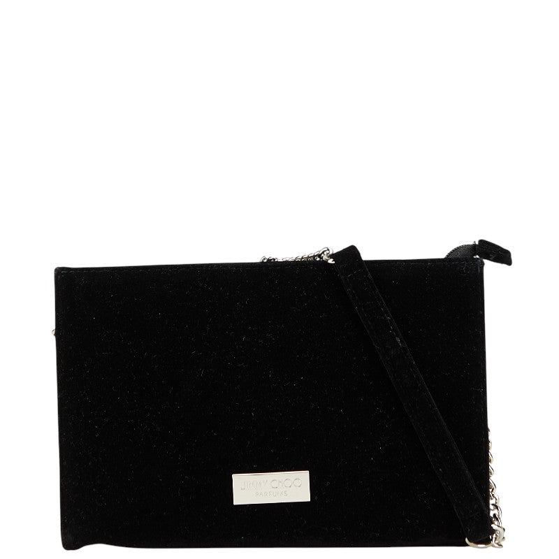 ジミーチュウ ロゴプレート チェーン ワンショルダーバッグ ブラック シルバー ポリエステル レディース JIMMY CHOO 【中古】