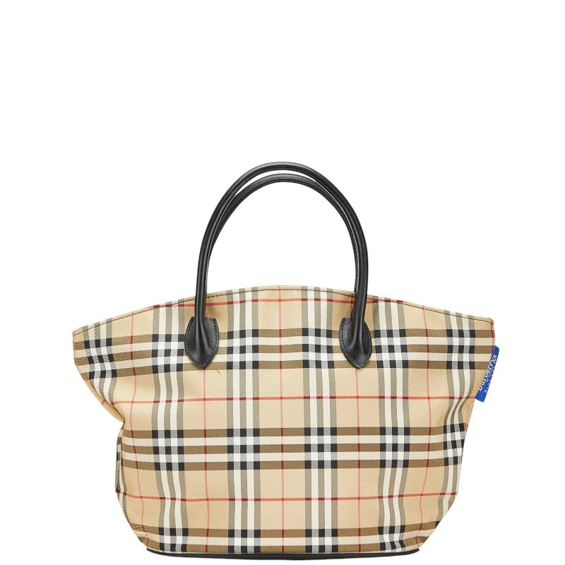 バーバリー ノバチェック ハンドバッグ ベージュ マルチカラー ナイロン レザー レディース BURBERRY 【中古】