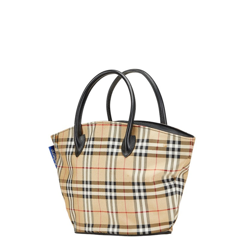 バーバリー ノバチェック ハンドバッグ ベージュ マルチカラー ナイロン レザー レディース BURBERRY 【中古】