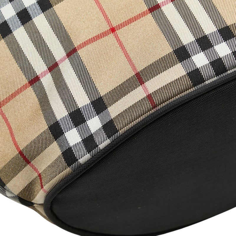 バーバリー ノバチェック ハンドバッグ ベージュ マルチカラー ナイロン レザー レディース BURBERRY 【中古】