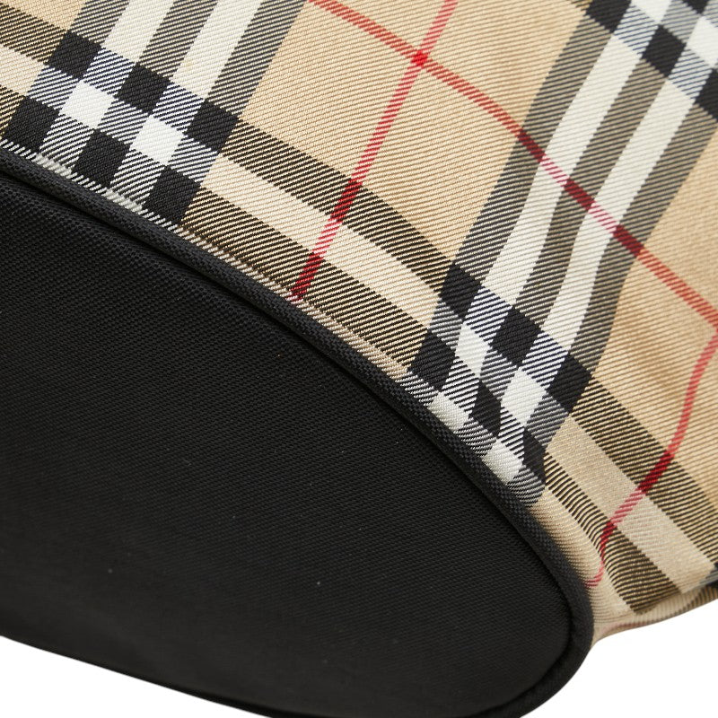 バーバリー ノバチェック ハンドバッグ ベージュ マルチカラー ナイロン レザー レディース BURBERRY 【中古】