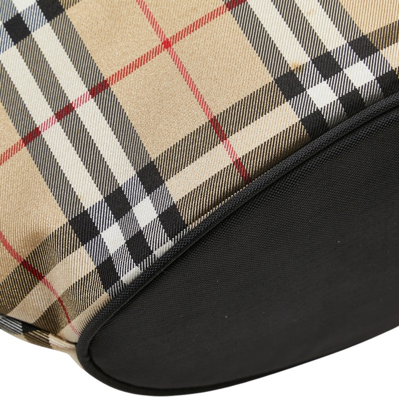バーバリー ノバチェック ハンドバッグ ベージュ マルチカラー ナイロン レザー レディース BURBERRY 【中古】