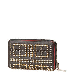 クリスチャンルブタン パネトーネ スタッズ ラウンドファスナー 長財布 ブラウン レザー レディース Christian Louboutin 【中古】