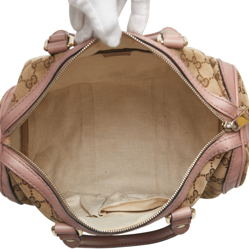 グッチ GGキャンバス ハンドバッグ 247205 ベージュ ピンク ブルー キャンバス レザー レディース GUCCI 【中古】