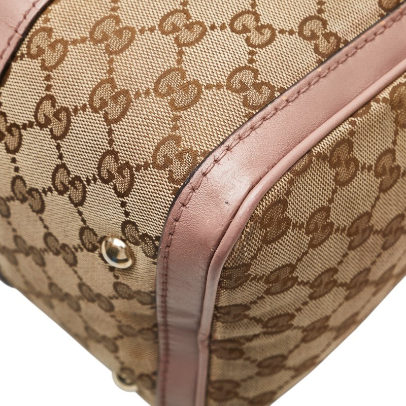 グッチ GGキャンバス ハンドバッグ 247205 ベージュ ピンク ブルー キャンバス レザー レディース GUCCI 【中古】